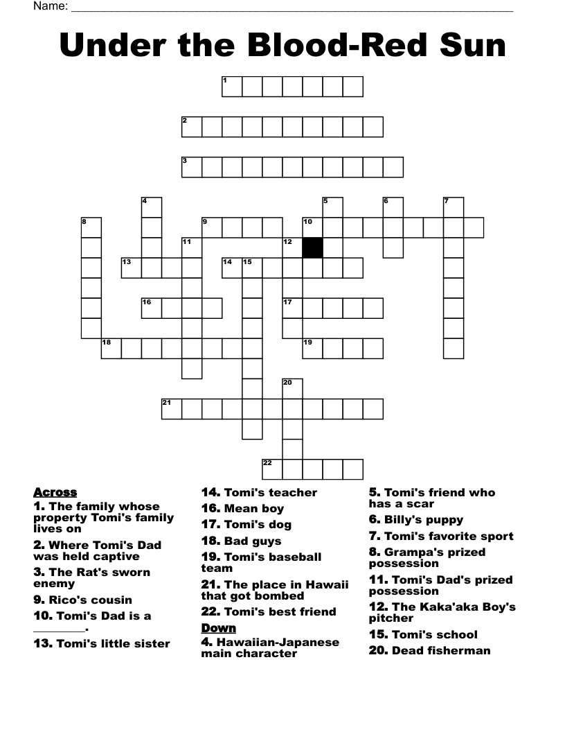 Under the Blood-Red Sun Crossword