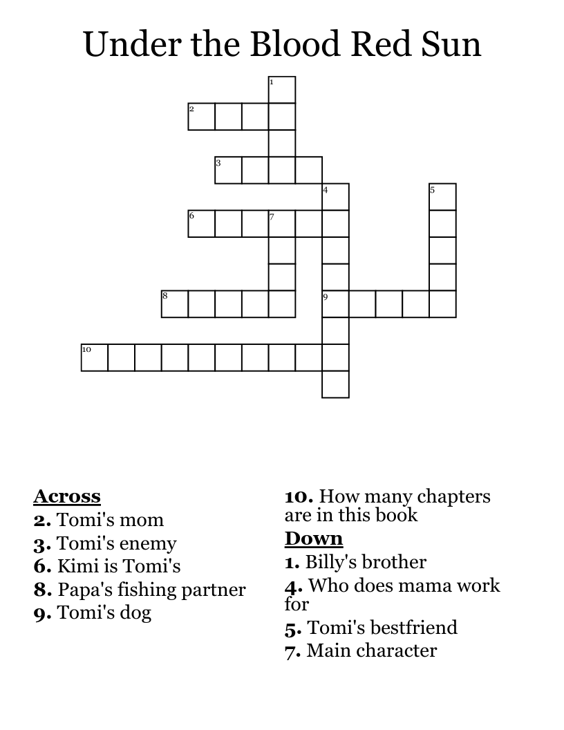 Under the Blood Red Sun Crossword
