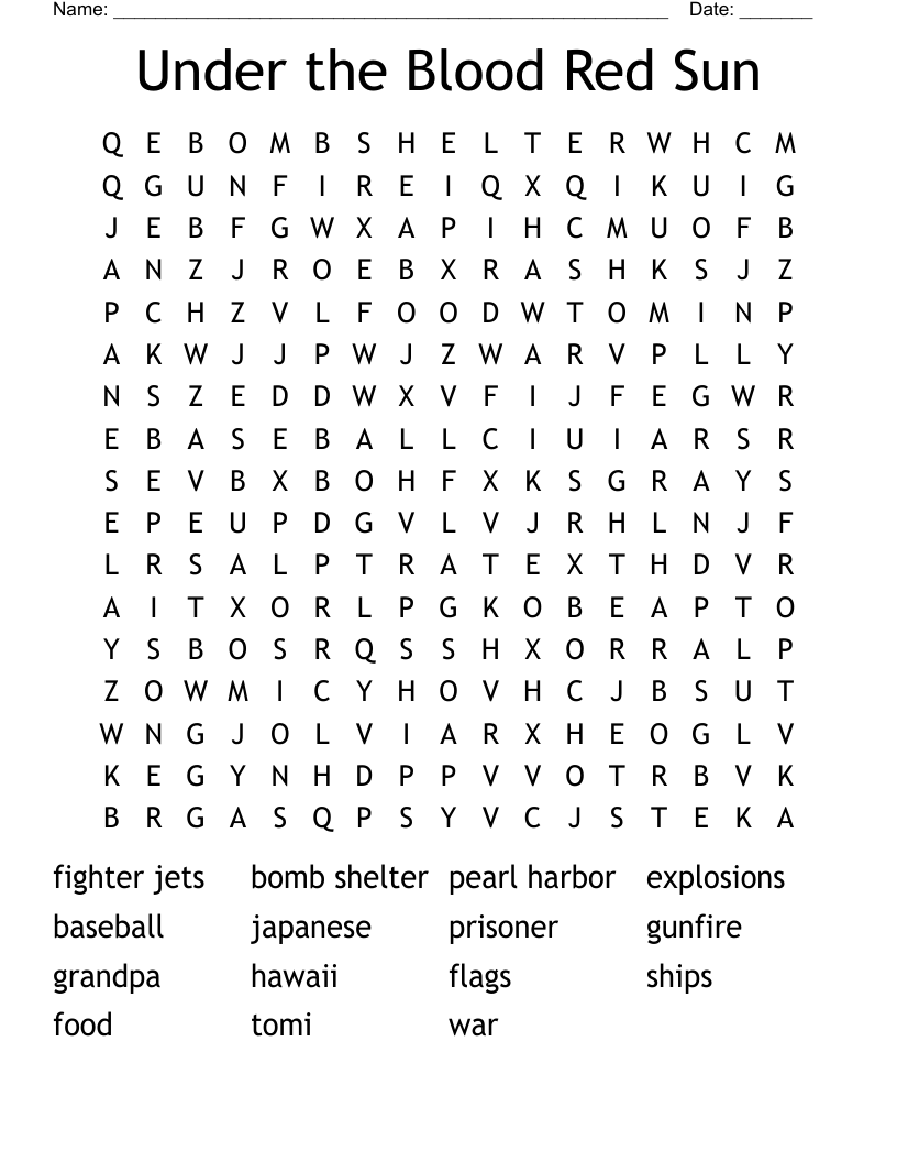 Under the Blood Red Sun Word Search