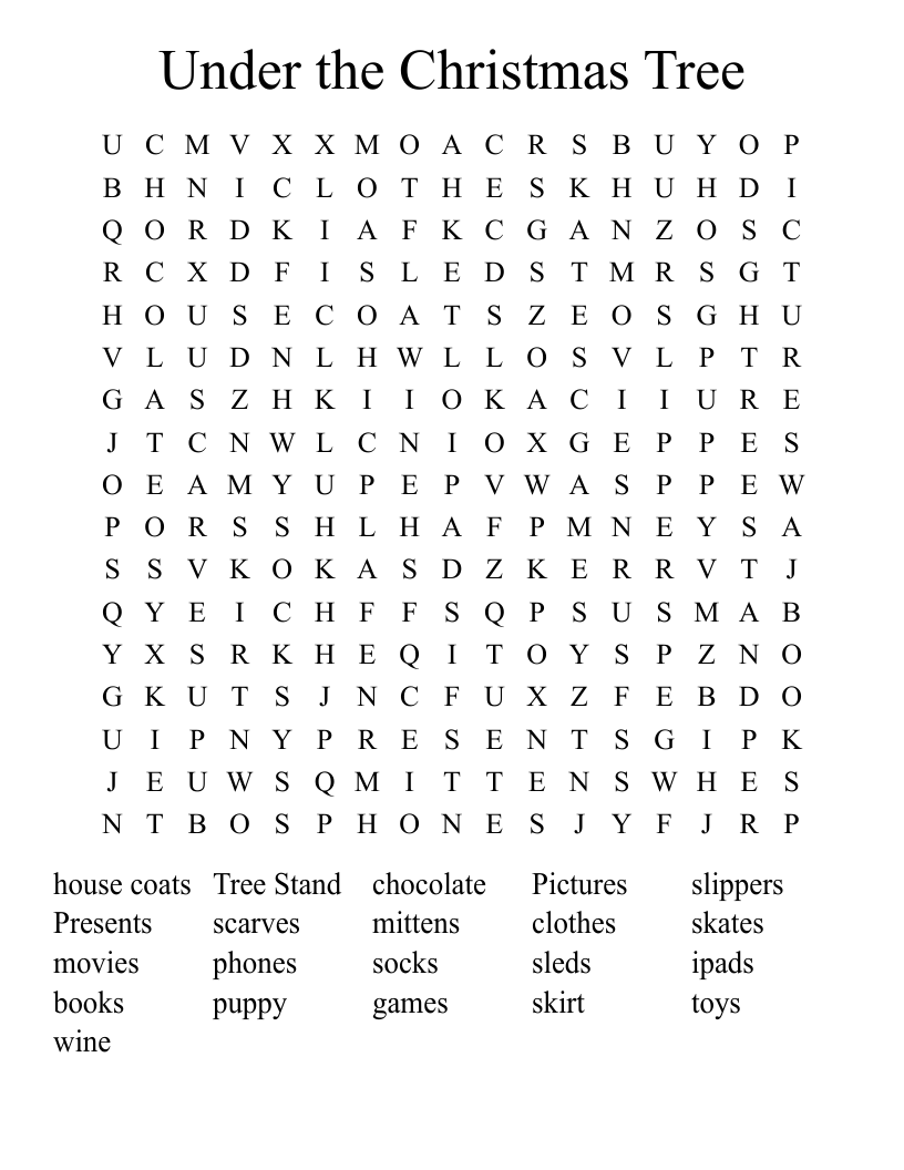 Under the Christmas Tree Word Search