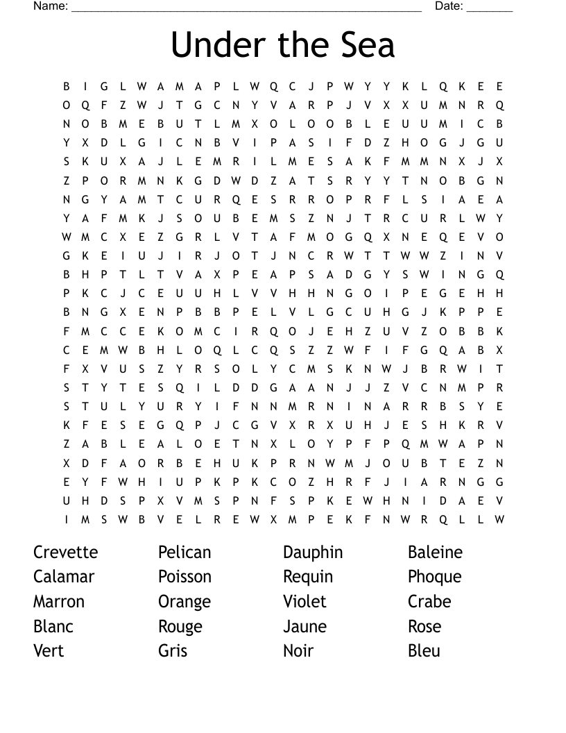 Under the Sea Word Search