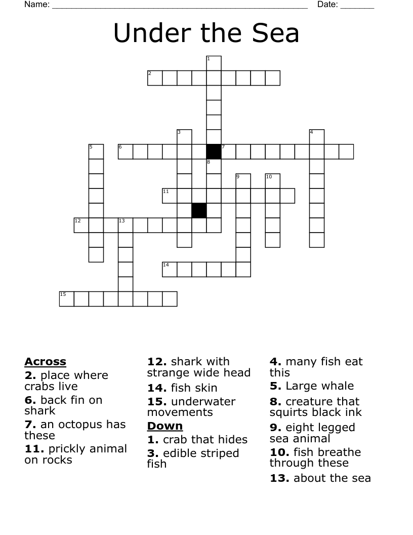Under the Sea Crossword