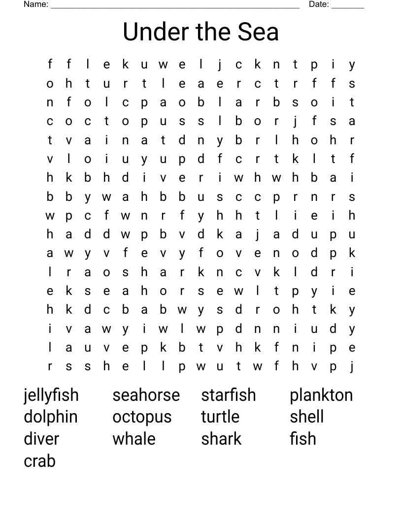 Under the Sea Word Search