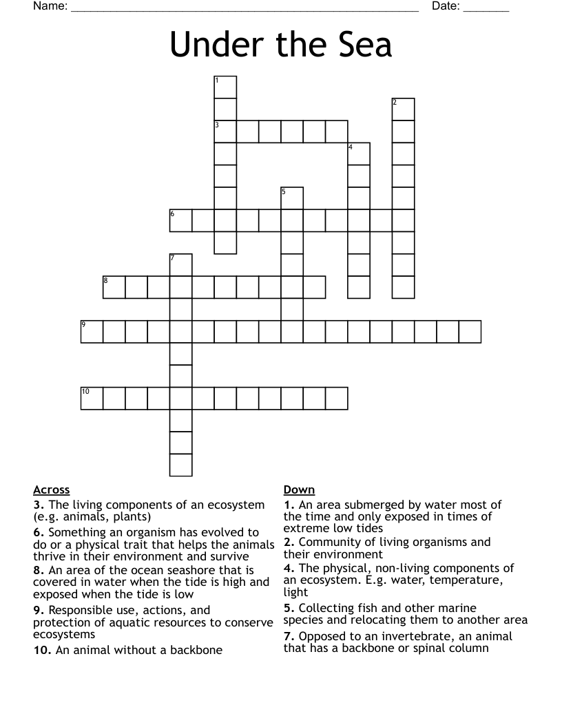 Under the Sea Crossword