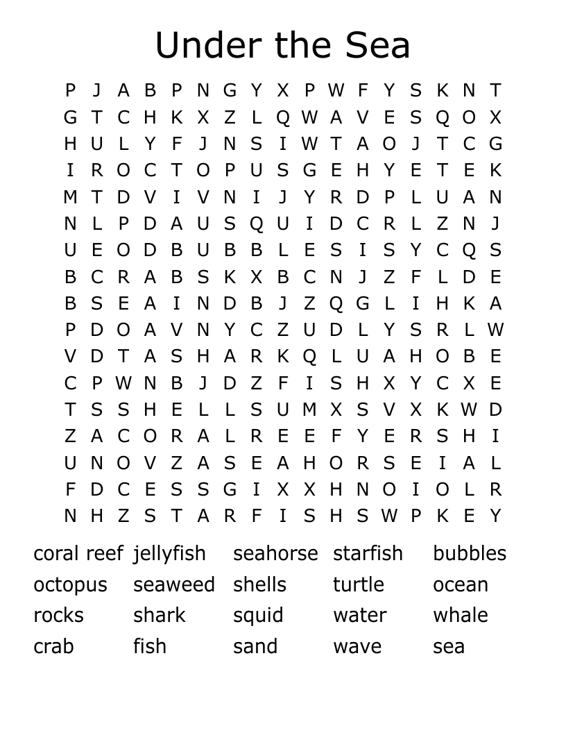 Under the Sea Word Search