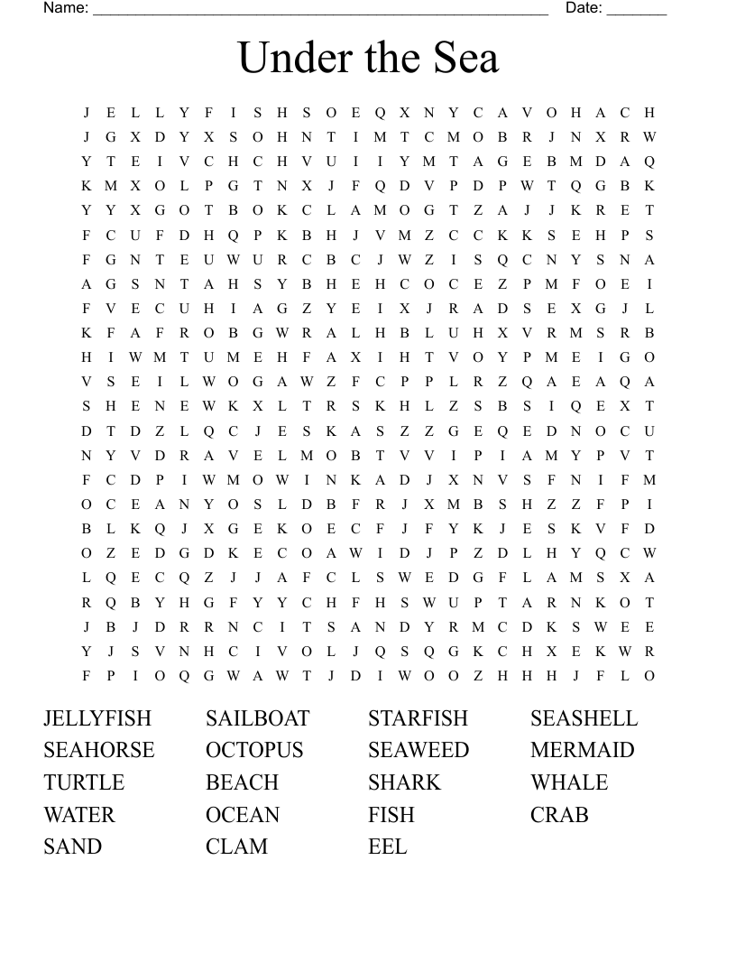Under the Sea Word Search