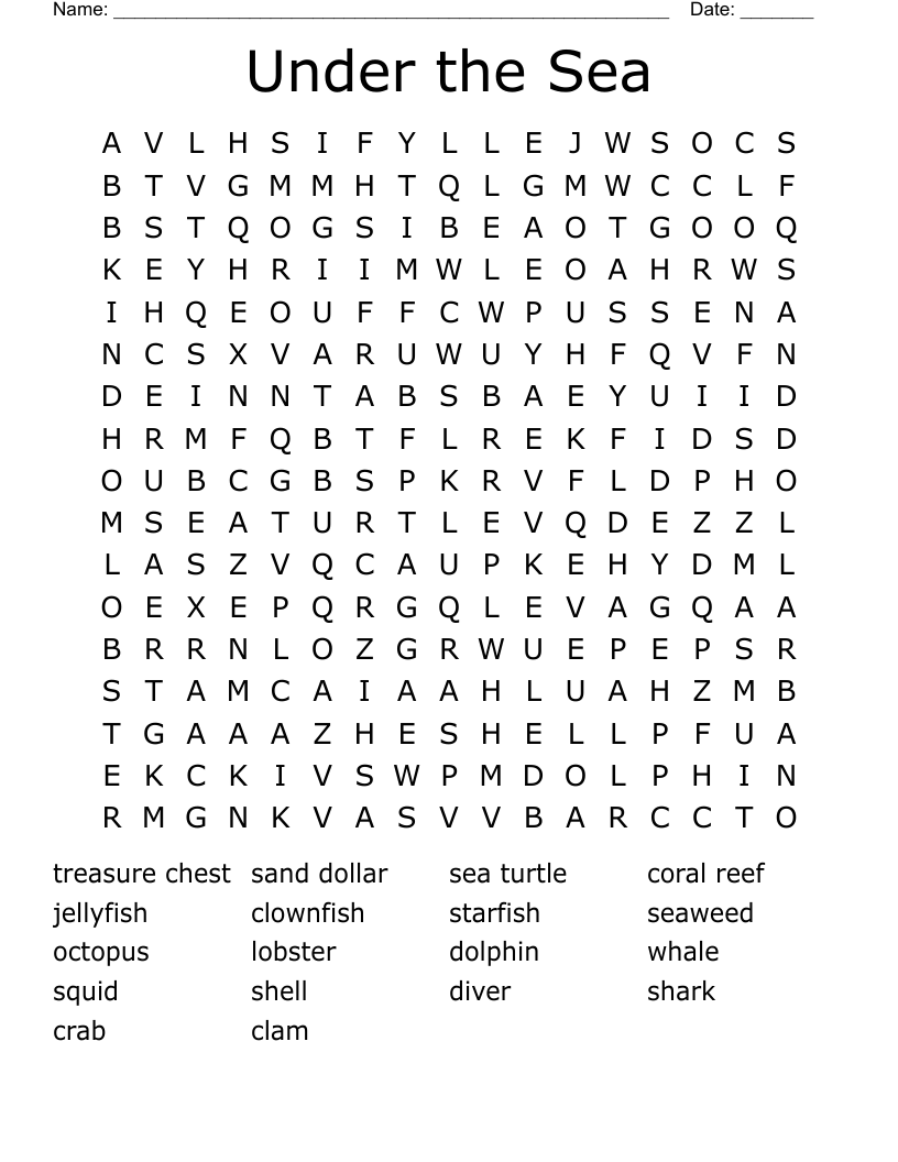 Under the Sea Word Search