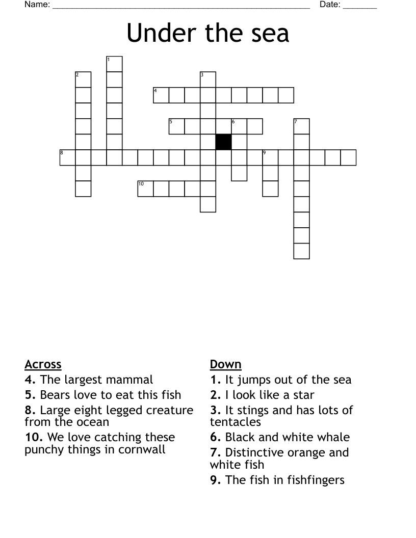 Under the sea Crossword