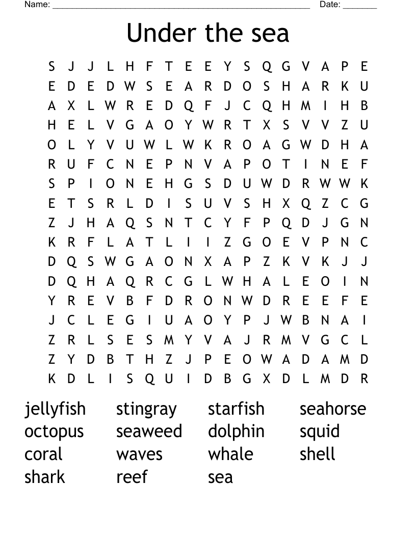 Under the sea Word Search