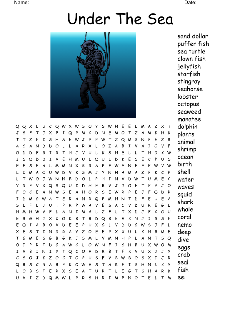 Under The Sea Word Search