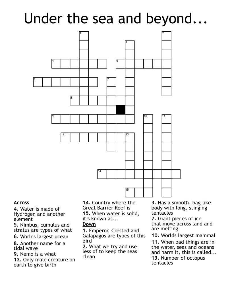 Under the sea and beyond... Crossword