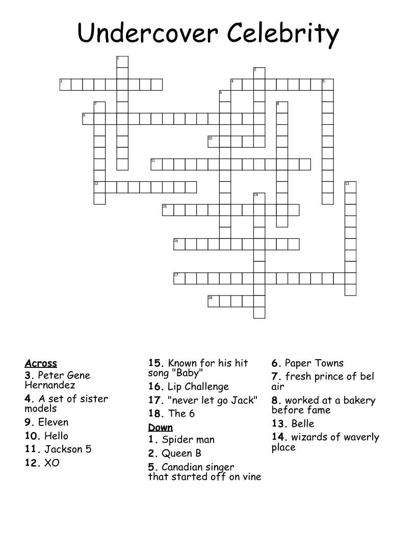 Undercover Celebrity  Crossword