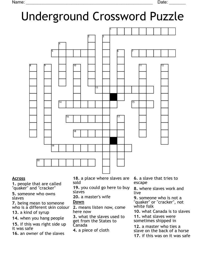 Underground Crossword Puzzle