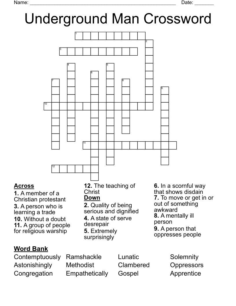 Underground Man Crossword