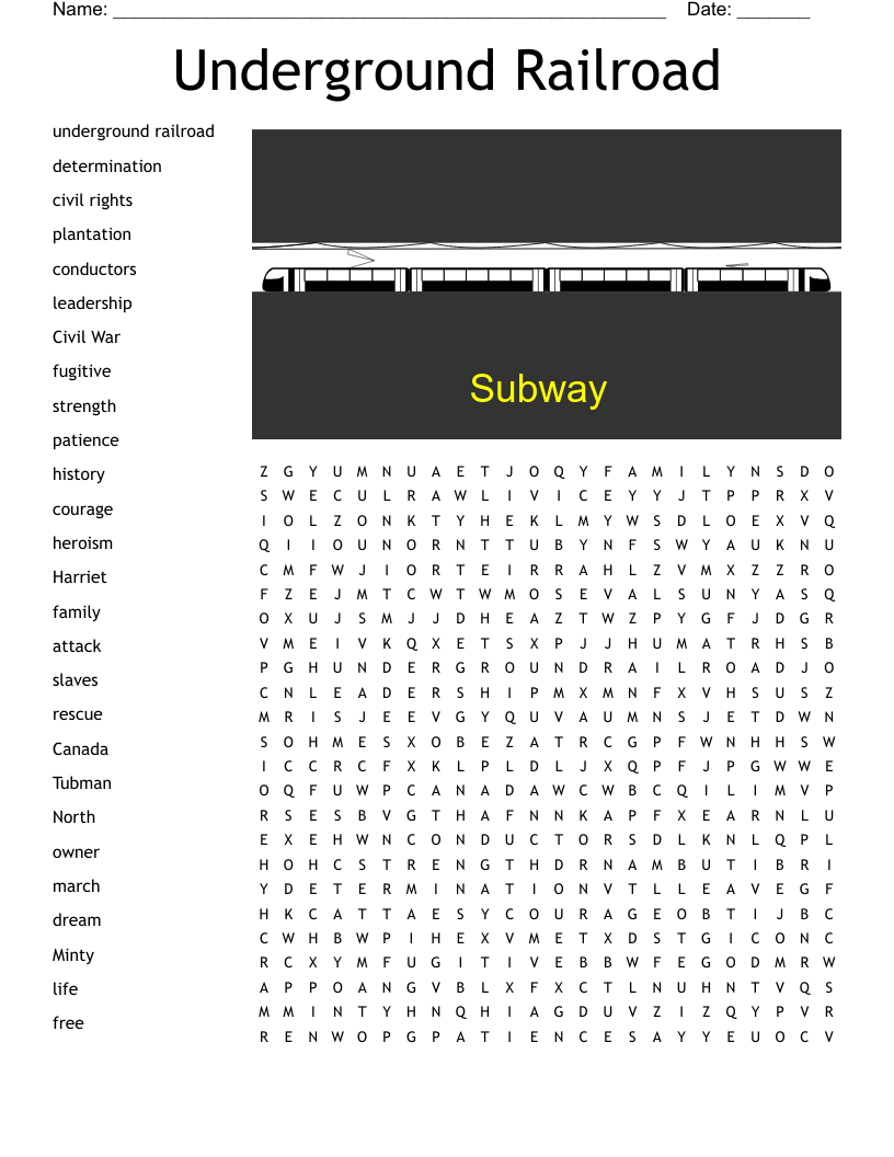 Underground Railroad Word Search