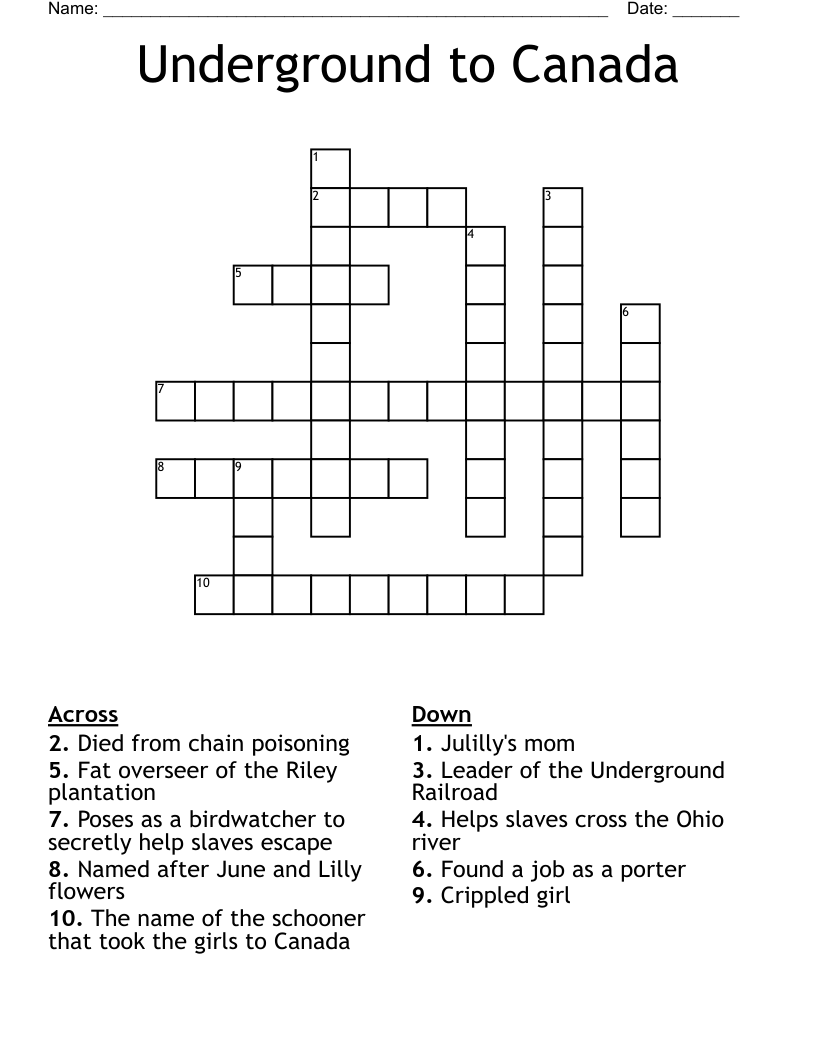 Underground to Canada Crossword