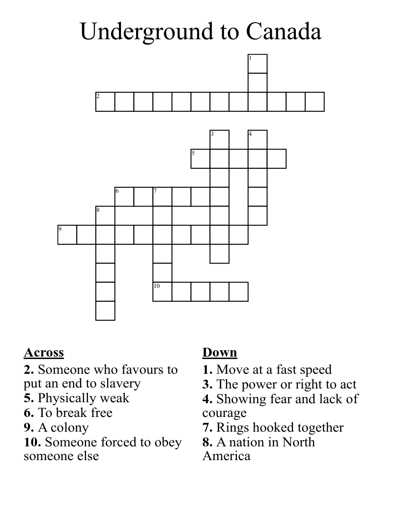 Underground to Canada  Crossword