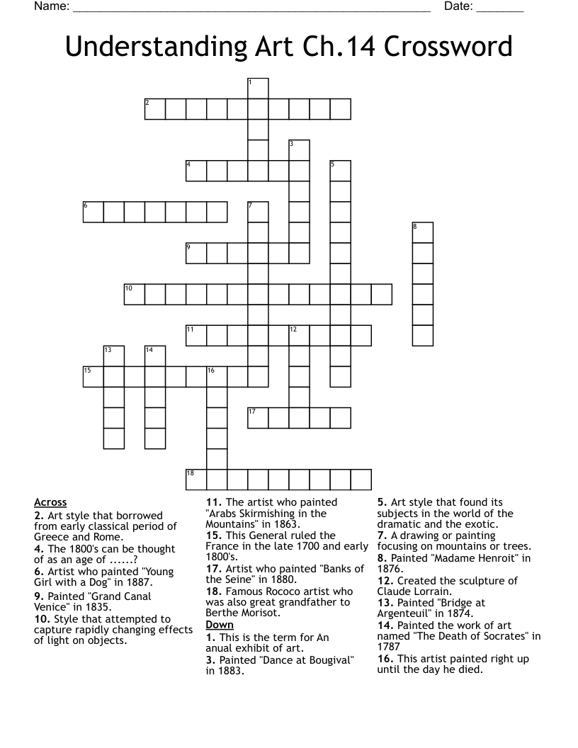 Understanding Art  Ch.14 Crossword