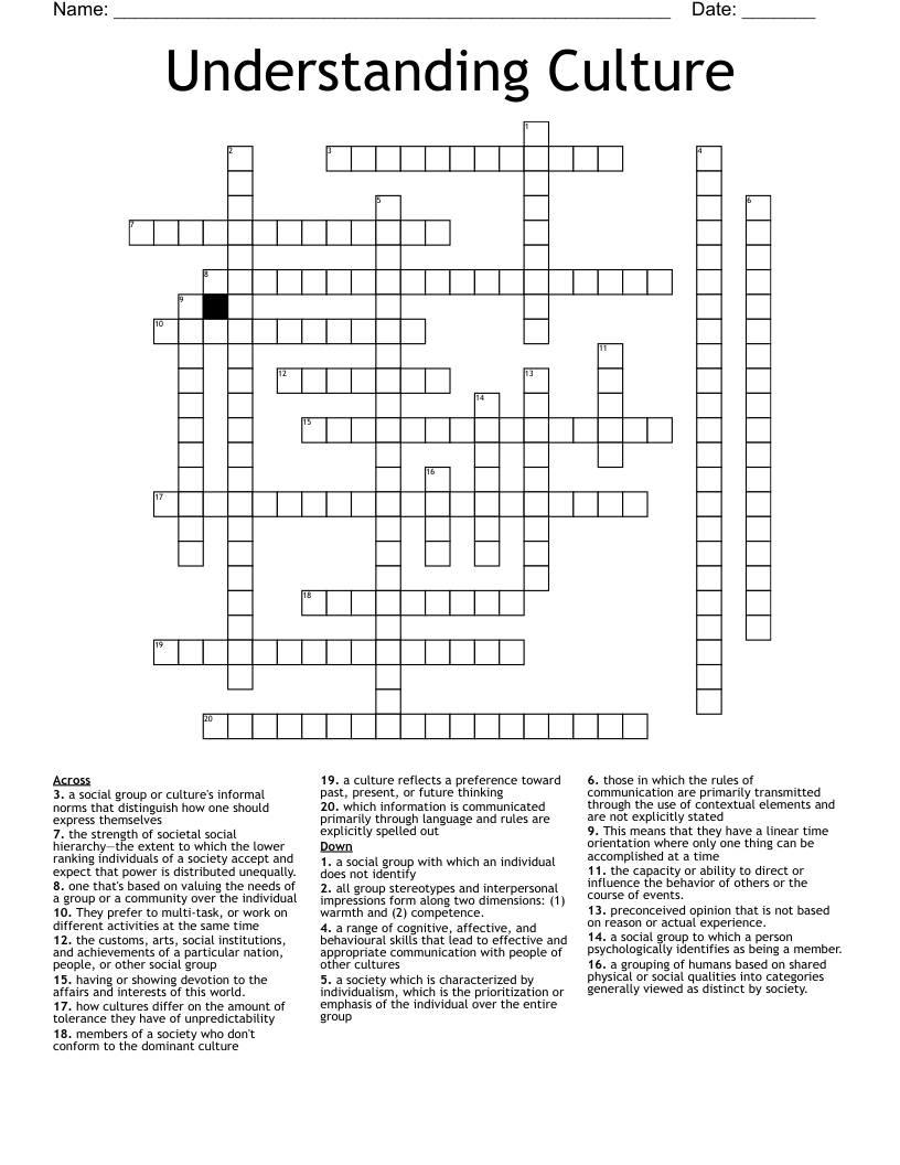 Understanding Culture Crossword