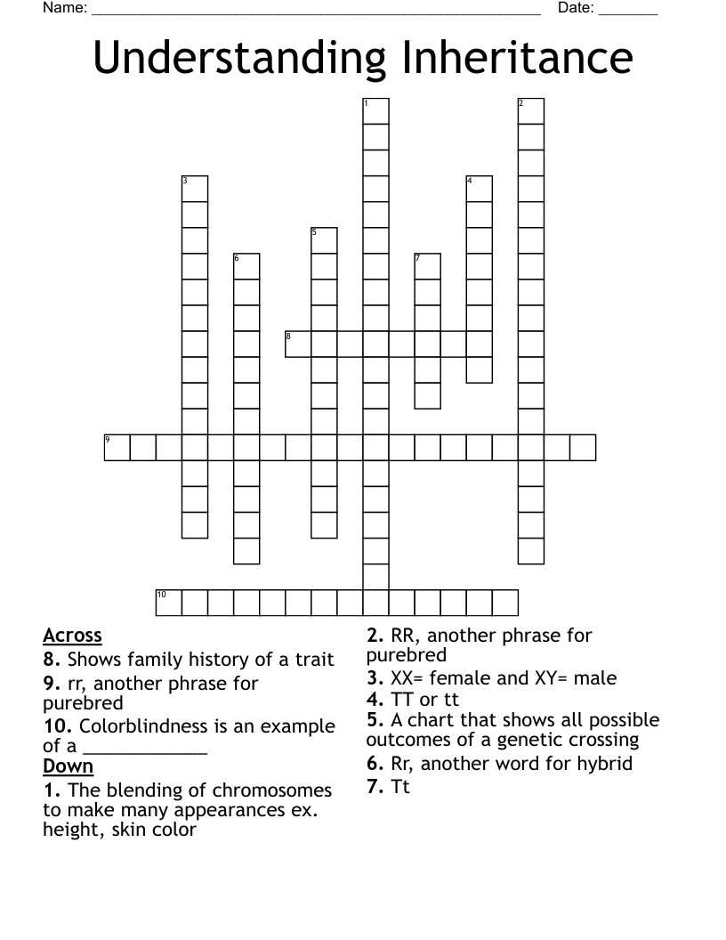 Understanding Inheritance Crossword