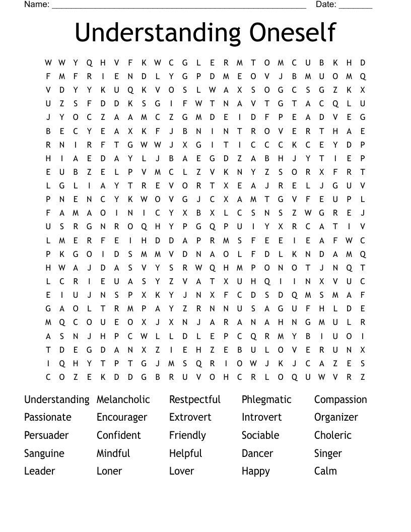Understanding Oneself Word Search