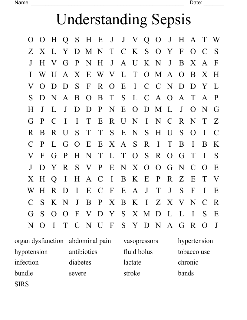 Understanding Sepsis  Word Search