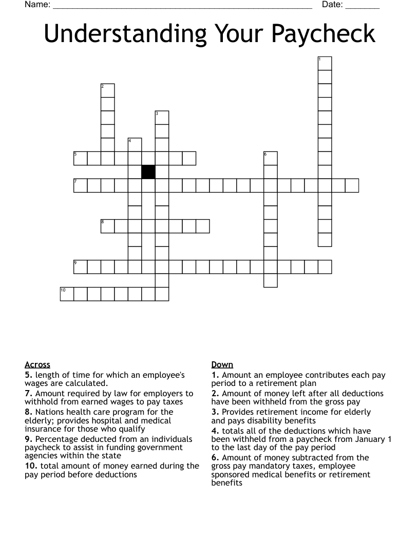 Understanding Your Paycheck Crossword