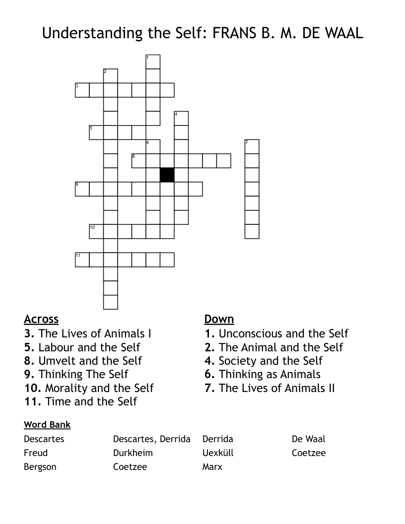 Understanding the Self: FRANS B. M. DE WAAL Crossword