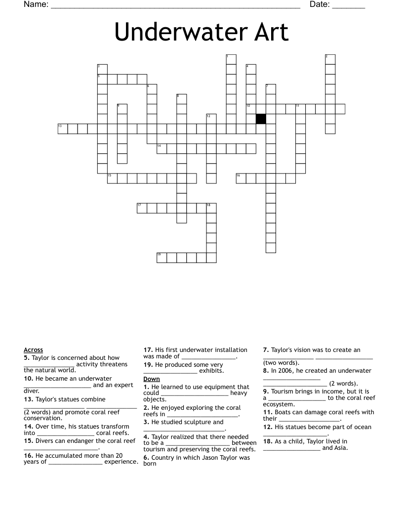 Underwater Art Crossword