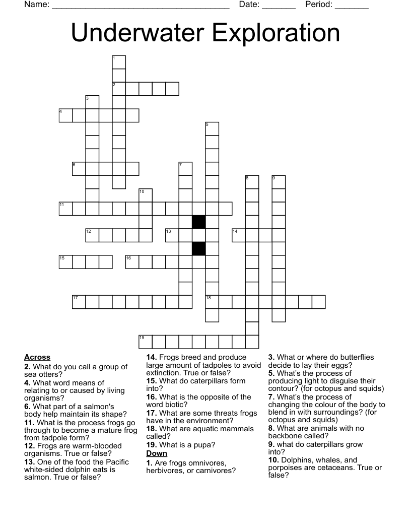 Underwater Exploration Crossword