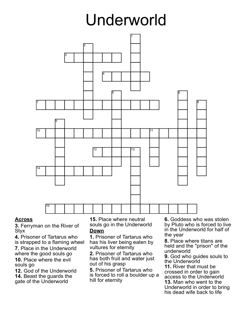 Underworld Crossword