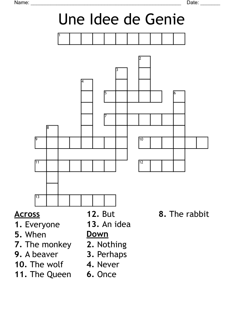 Une Idee de Genie Crossword