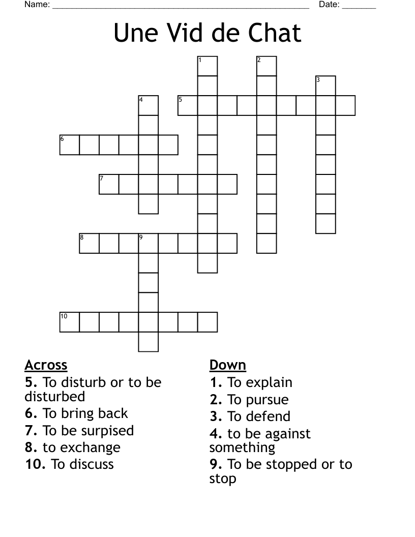 Une Vid de Chat Crossword