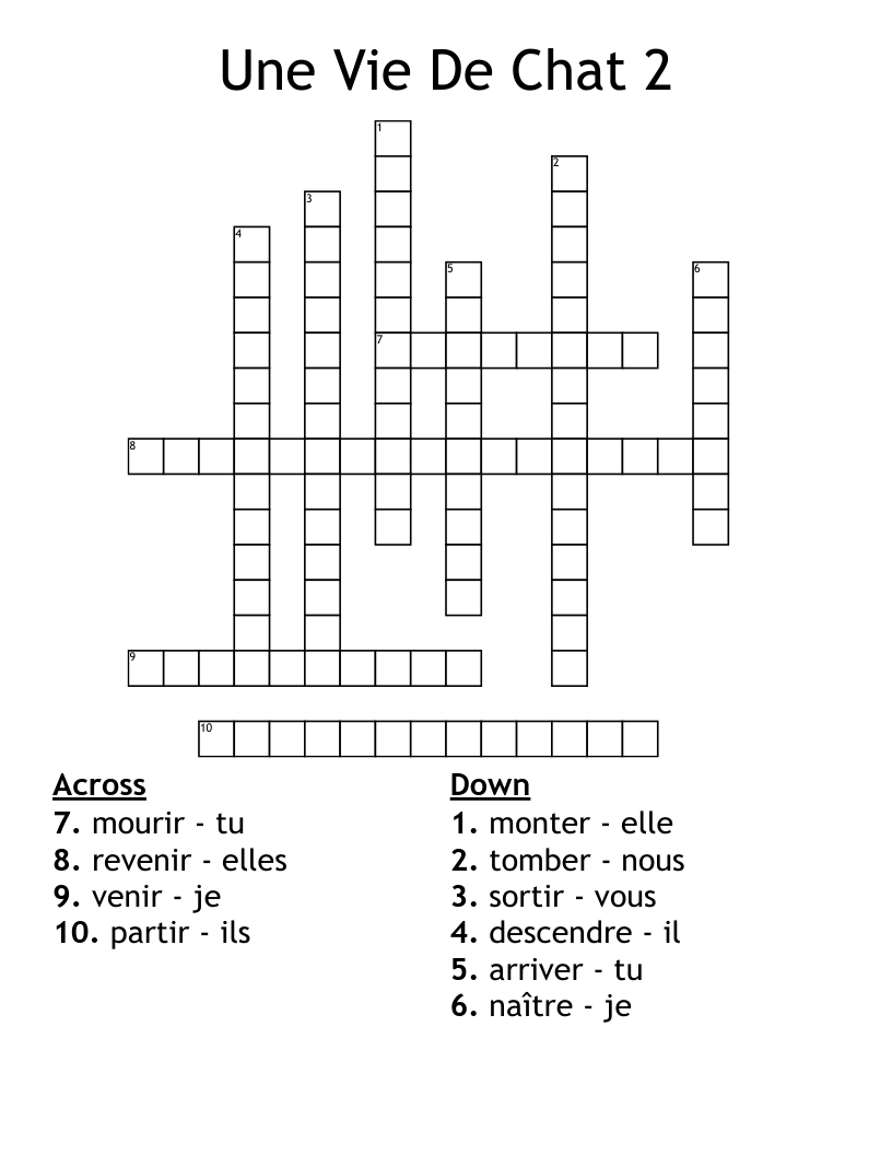 Une Vie De Chat 2 Crossword