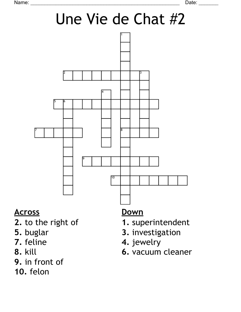 Une Vie de Chat #2 Crossword