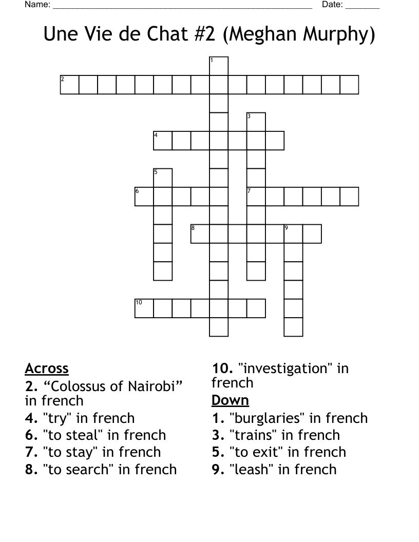 Une Vie de Chat #2 (Meghan Murphy) Crossword