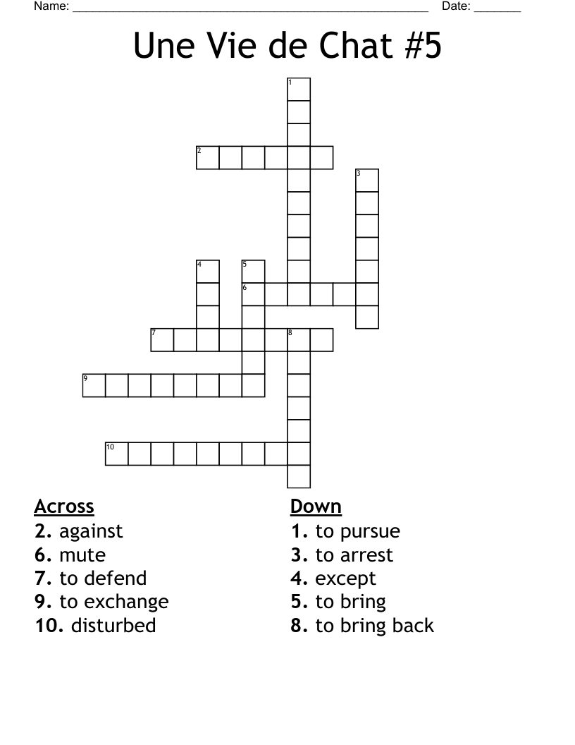 Une Vie de Chat #5 Crossword