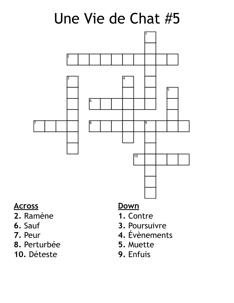Une Vie de Chat #5 Crossword