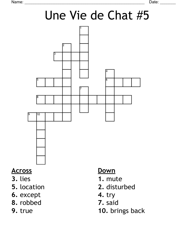 Une Vie de Chat #5 Crossword