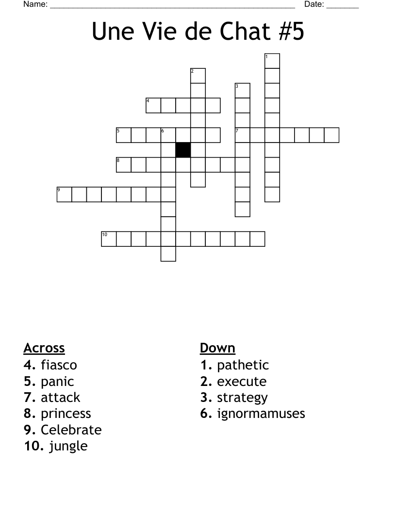 Une Vie de Chat #5 Crossword