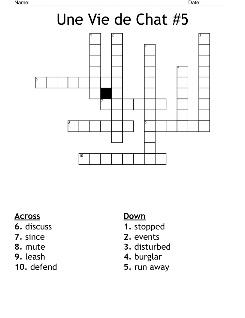 Une Vie de Chat #5 Crossword