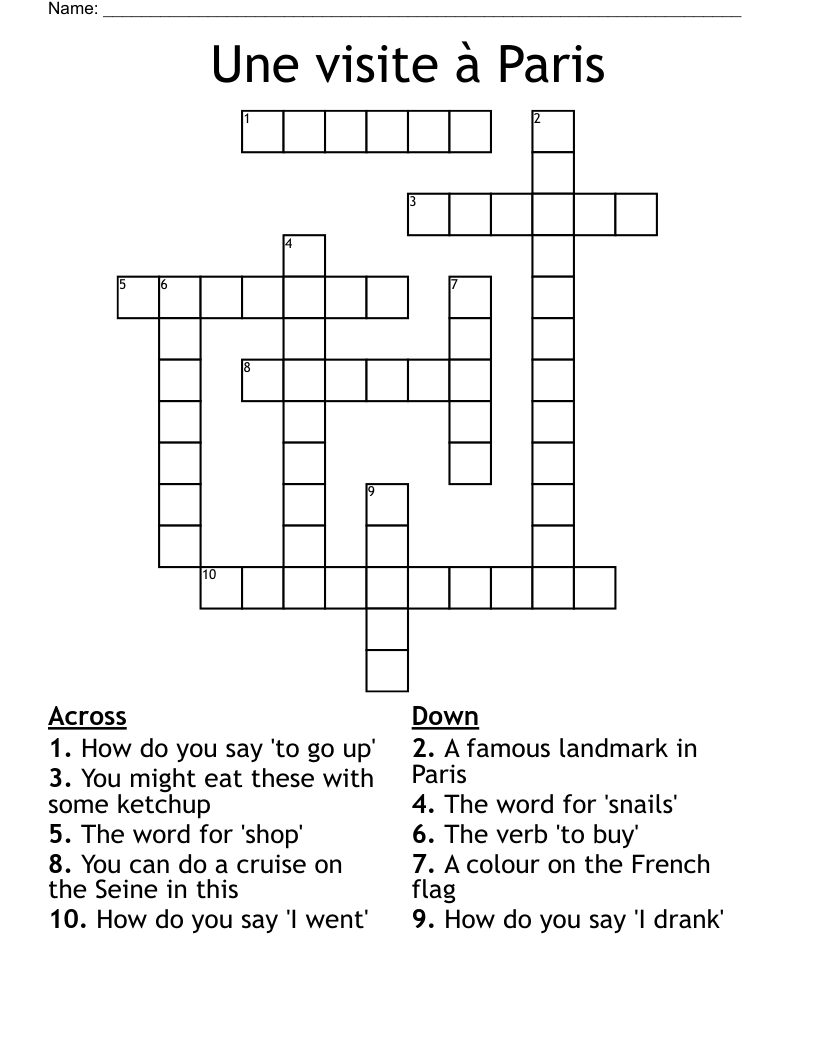 Une visite à Paris Crossword