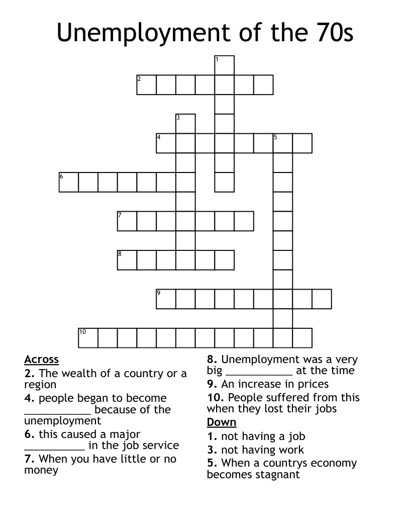 Unemployment of the 70s Crossword