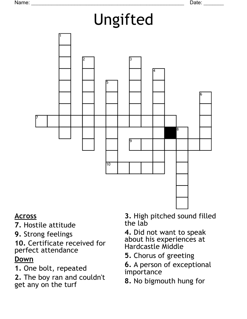 Ungifted Crossword