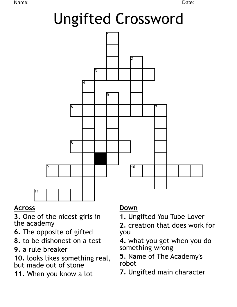 Ungifted Crossword