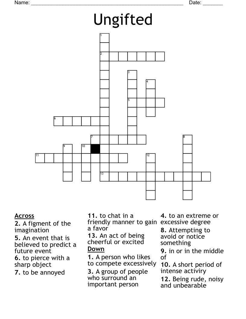 Ungifted  Crossword