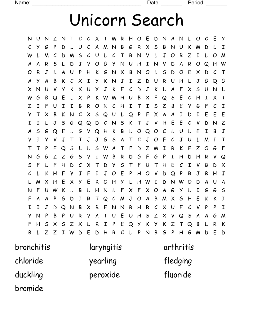 Unicorn Search Word Search