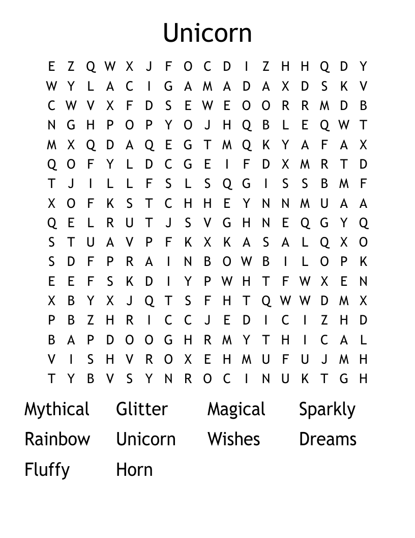 Unicorn  Word Search