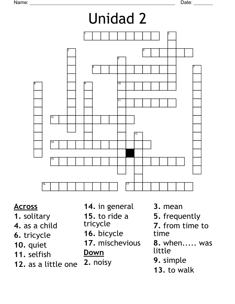 Unidad 2   Crossword