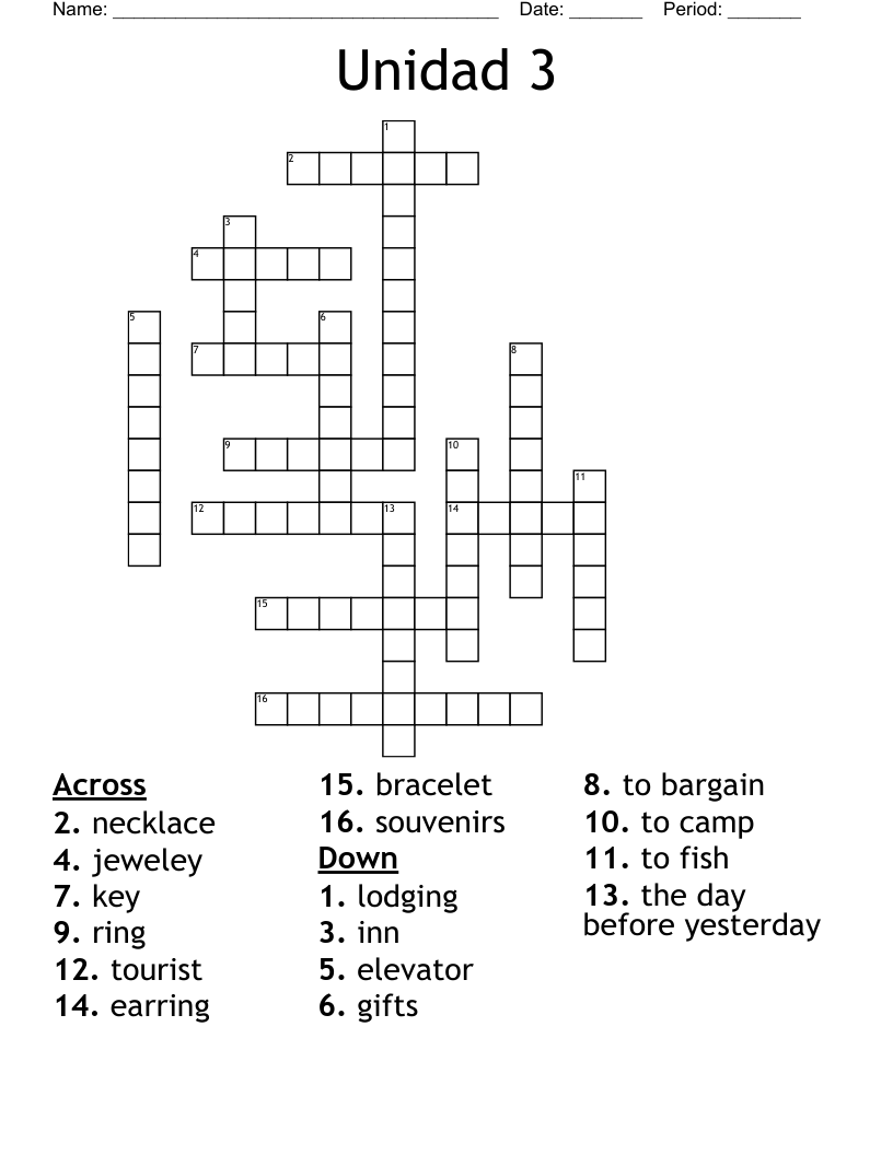 Unidad 3 Crossword